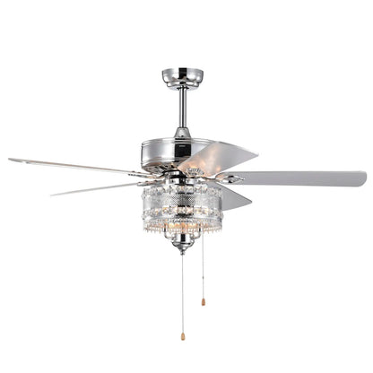 3-Light Chrome Drum Shade LED Ceiling Fan Remote Traditional Farmhouse Rustic Industrial Bohemian Country Cottage