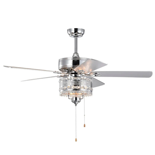 3-Light Chrome Drum Shade LED Ceiling Fan Remote Traditional Farmhouse Rustic Industrial Bohemian Country Cottage