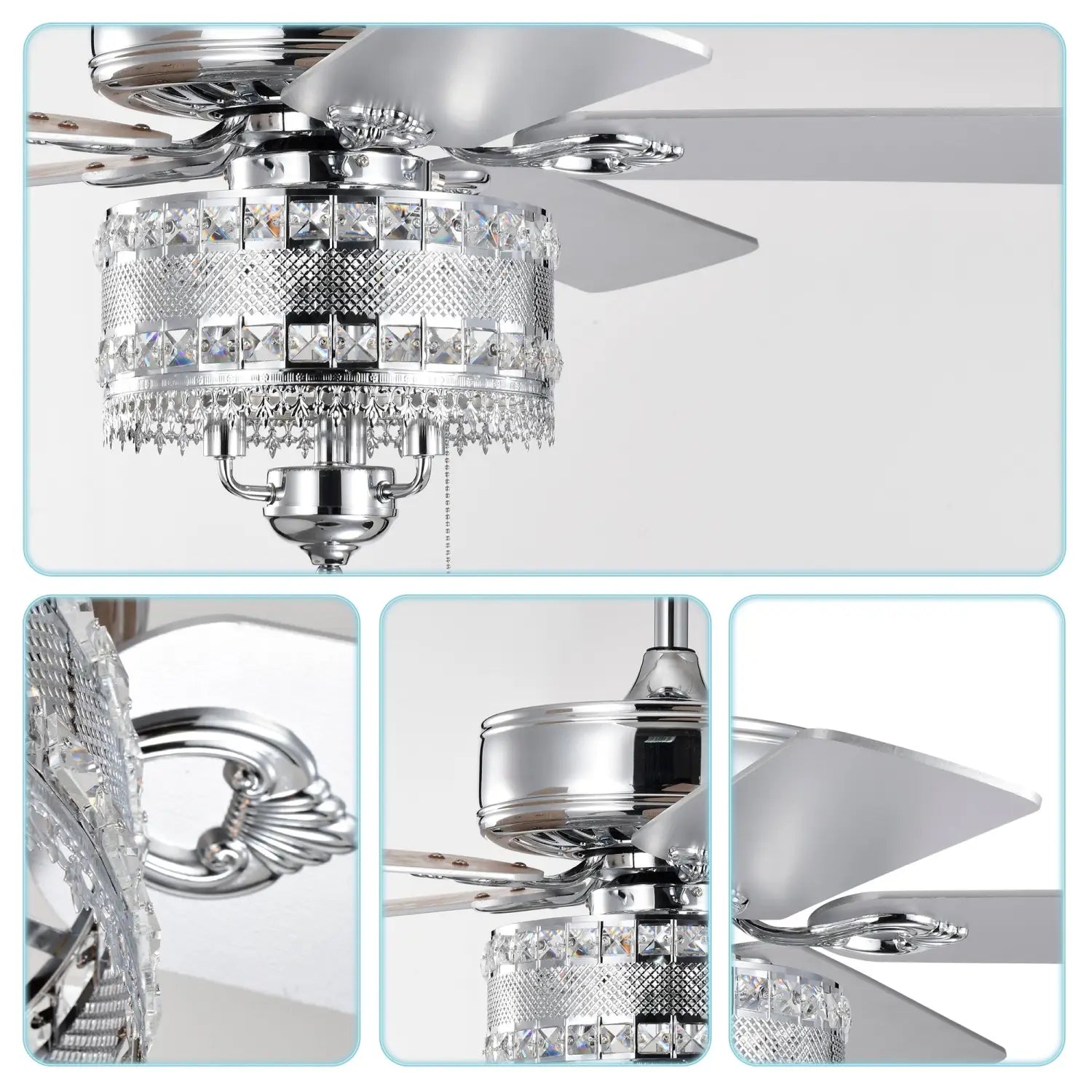 3-Light Chrome Drum Shade LED Ceiling Fan Remote Traditional Farmhouse Rustic Industrial Bohemian Country Cottage