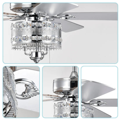 3-Light Chrome Drum Shade LED Ceiling Fan Remote Traditional Farmhouse Rustic Industrial Bohemian Country Cottage