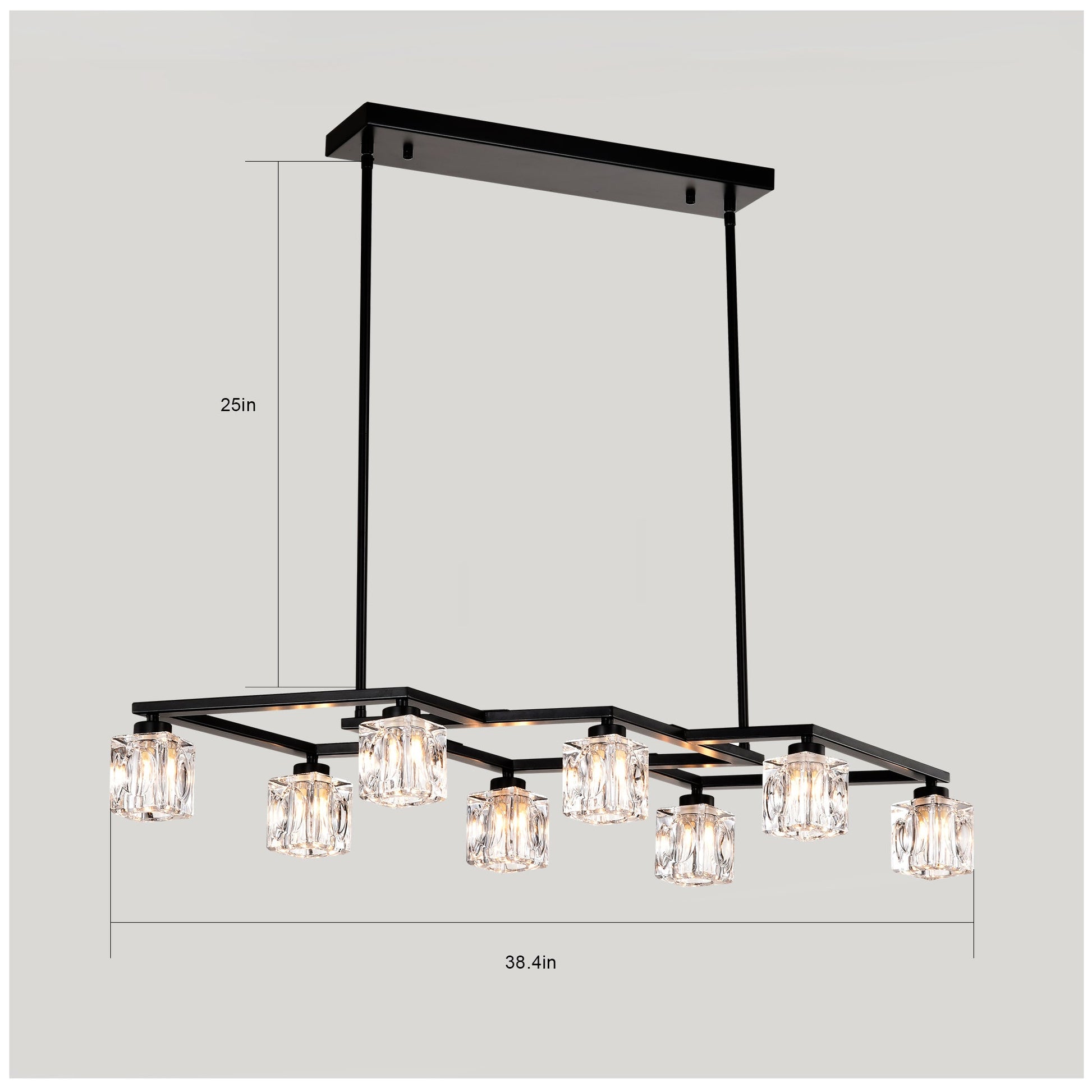 Crystal Chandelier for Dining Room with 8 Light for Modern Farmhouse Design Matte Black 12V Hanging Light