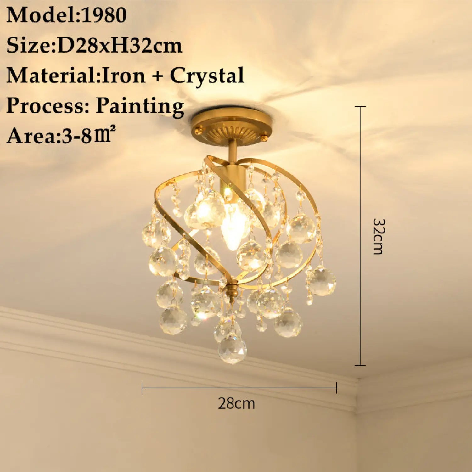 American Small Chandelier Balcony Aisle Corridor Single Head Crystal 4ceiling 1lamp holder / 7W three colors 12V