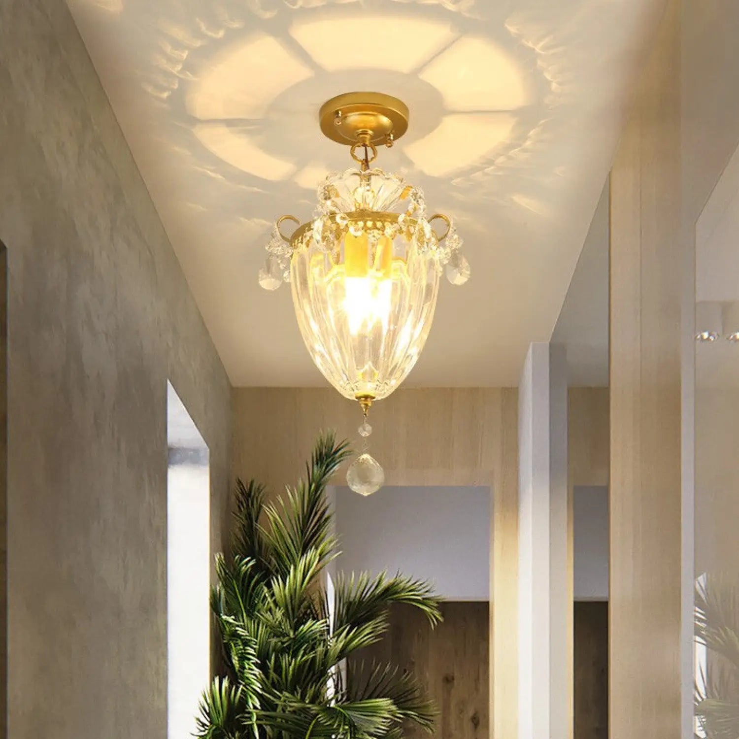 Crystal Chandelier Modern Design with Iron and Elegant Crystal Finish 12V Hanging Light