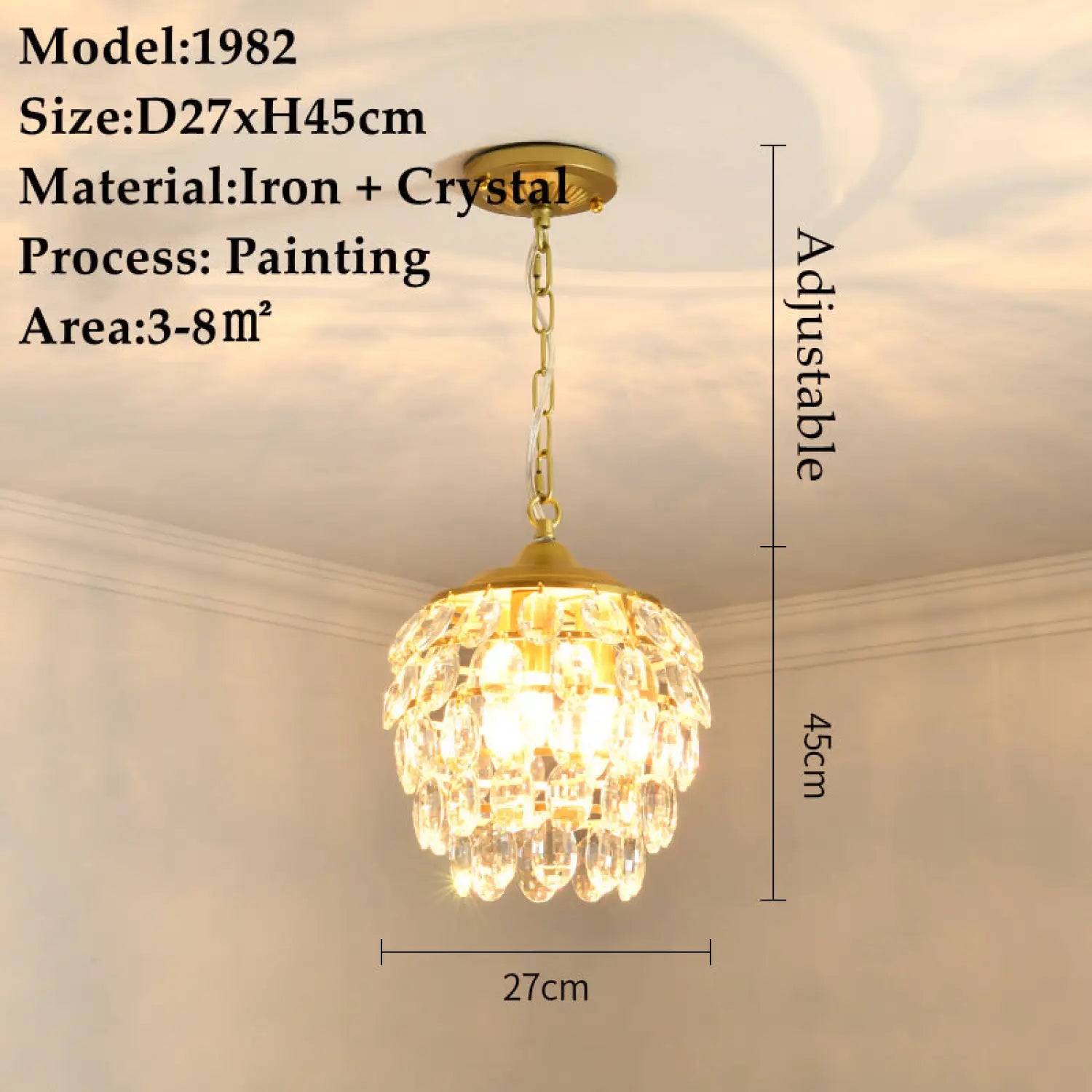 American Small Chandelier Balcony Aisle Corridor Single Head Crystal 2chandeliers 3lamp holders / 7W three colors 12V