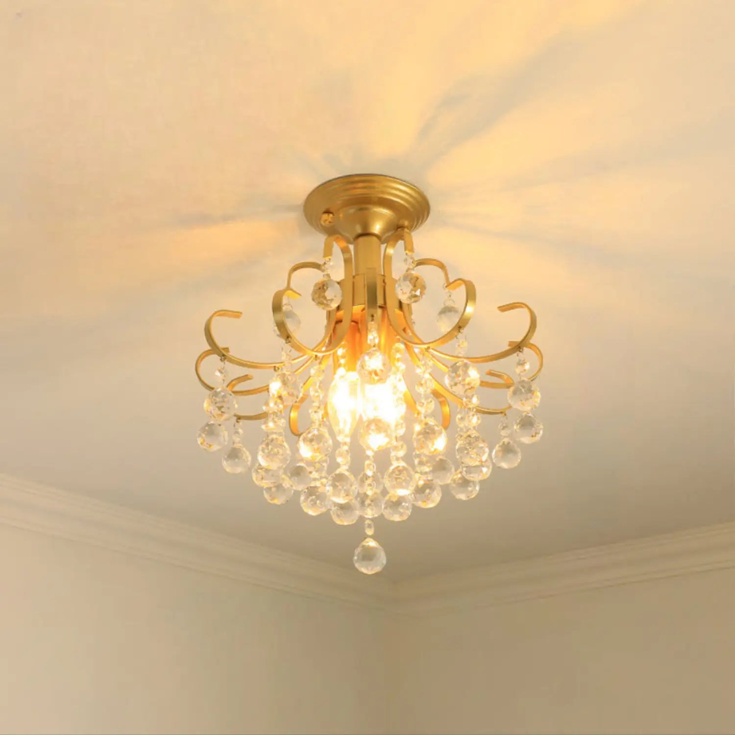 Crystal Chandelier Modern Design with Iron and Elegant Crystal Finish - 2ceiling 3lamp holders / 7W three colors
