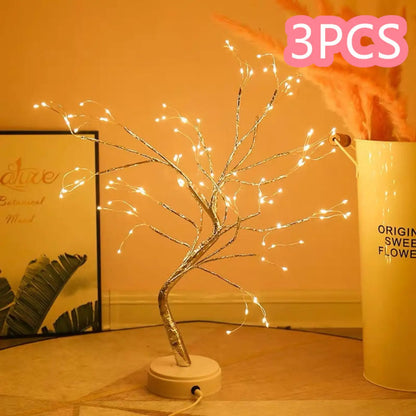 Decorative Bedroom Tree Lights with LED Copper Wire Design - Light Fixture