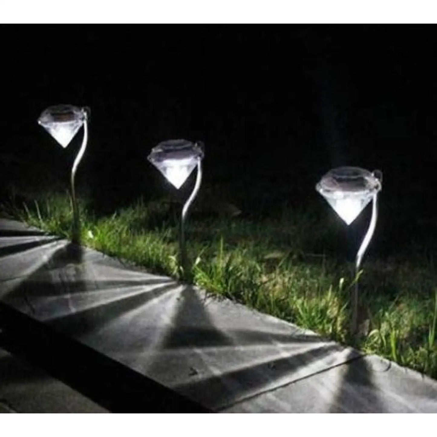 Decorative Diamond-Shaped Solar Ground Light for Garden Pathways - White 4pc - 12V Hanging Light