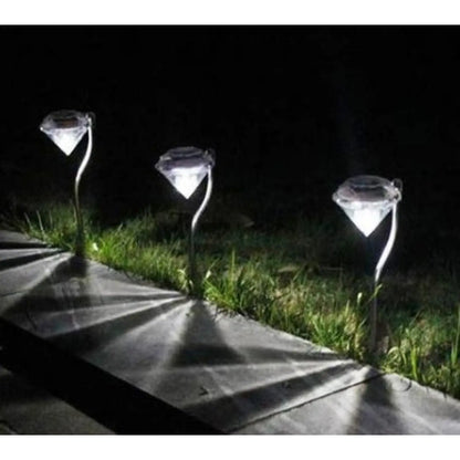 Decorative Diamond-Shaped Solar Ground Light for Garden Pathways - White 4pc - 12V Hanging Light