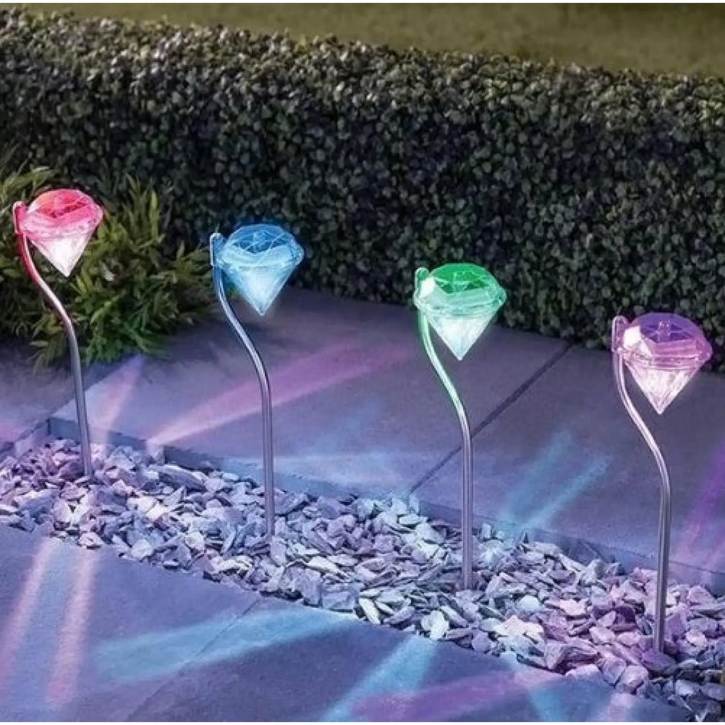 Decorative Diamond-Shaped Solar Ground Light for Garden Pathways - Colours 4pc - 12V Hanging Light