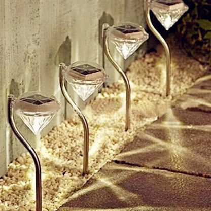 Decorative Diamond-Shaped Solar Ground Light for Garden Pathways - Warm white 4pc - 12V Hanging Light
