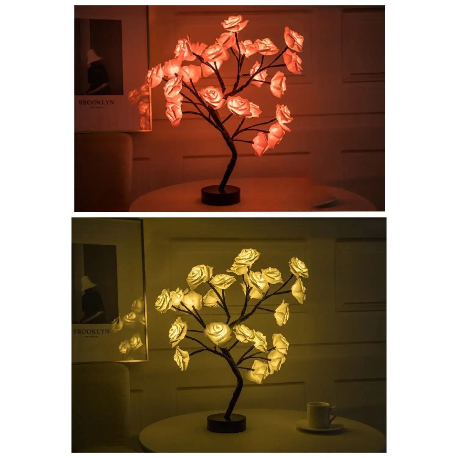 Decorative Flower Lamp with Soft Warm Light for Home Interiors - 2PC PB 1 Black Yellow - Table Lamps
