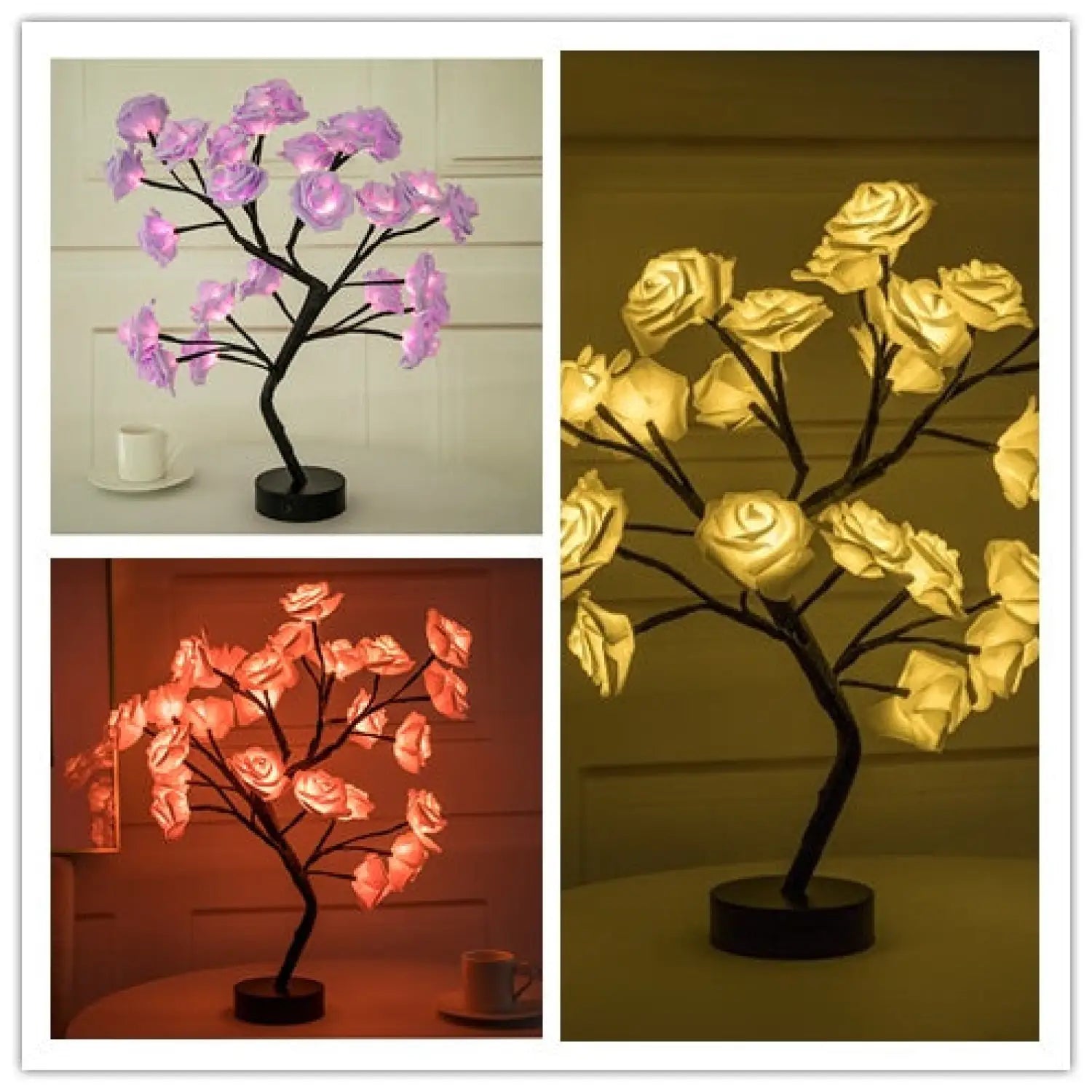 Decorative Flower Lamp with Soft Warm Light for Home Interiors - Set 2 - Table Lamps