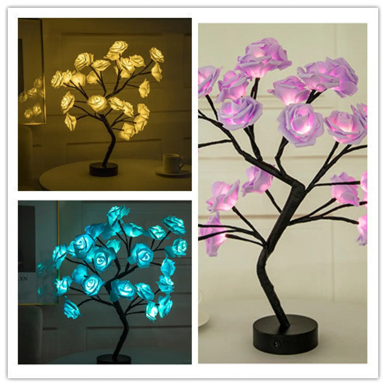Decorative Flower Lamp with Soft Warm Light for Home Interiors - Set 4 - Table Lamps