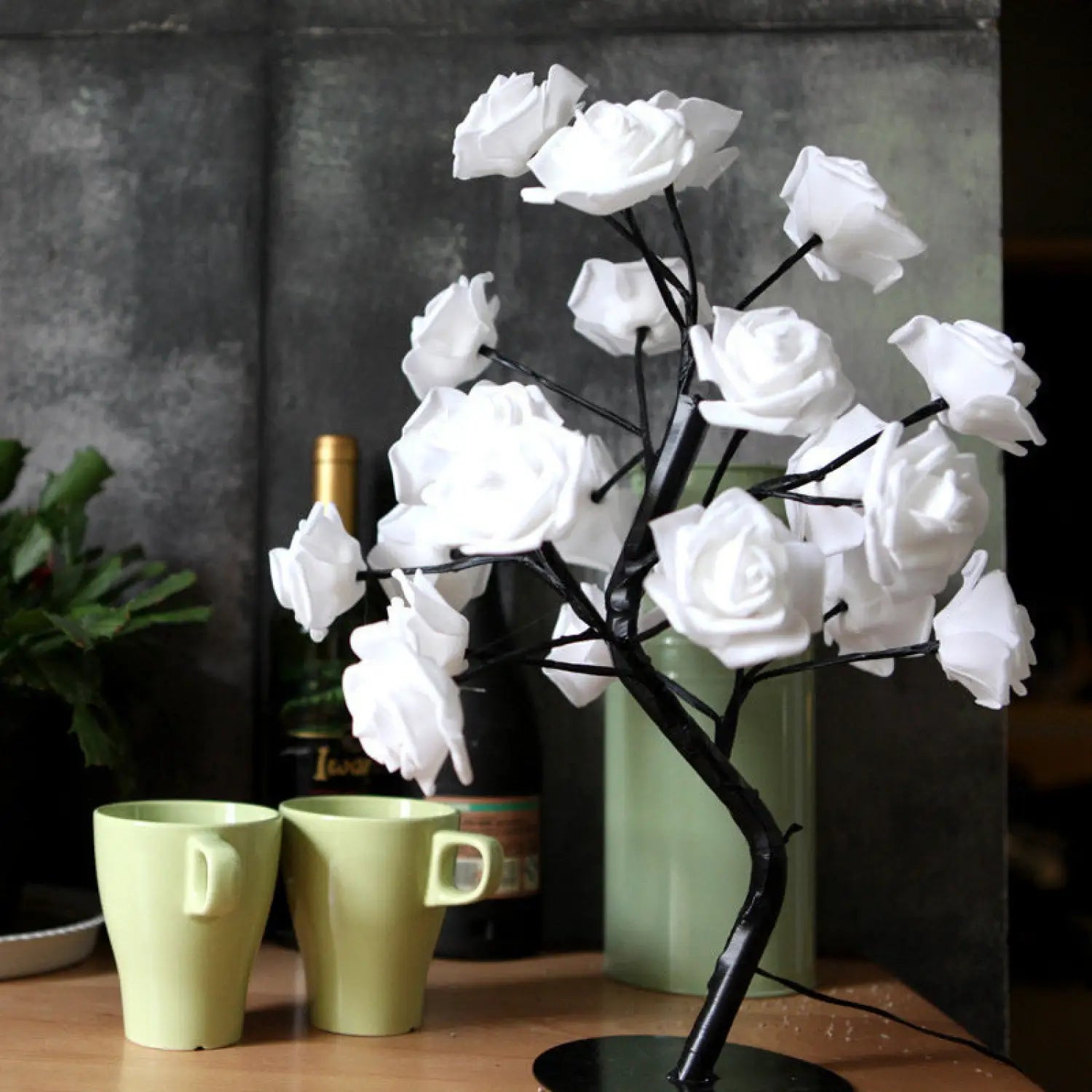 Decorative Flower Lamp with Soft Warm Light for Home Interiors - White Black - Table Lamps