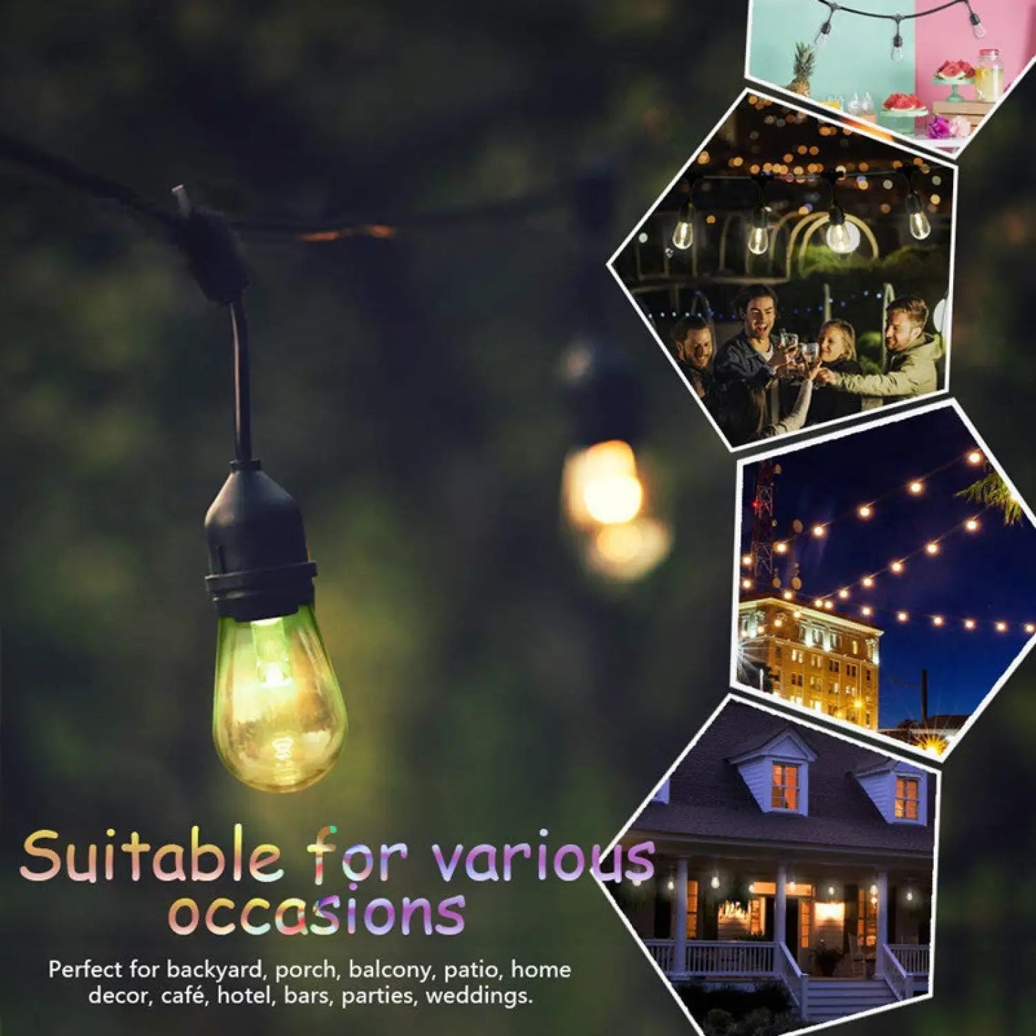 Decorative LED Strip Light for Outdoor with Colorful RGBW S14 Bulbs - Strip Light - Strip and Rope Light
