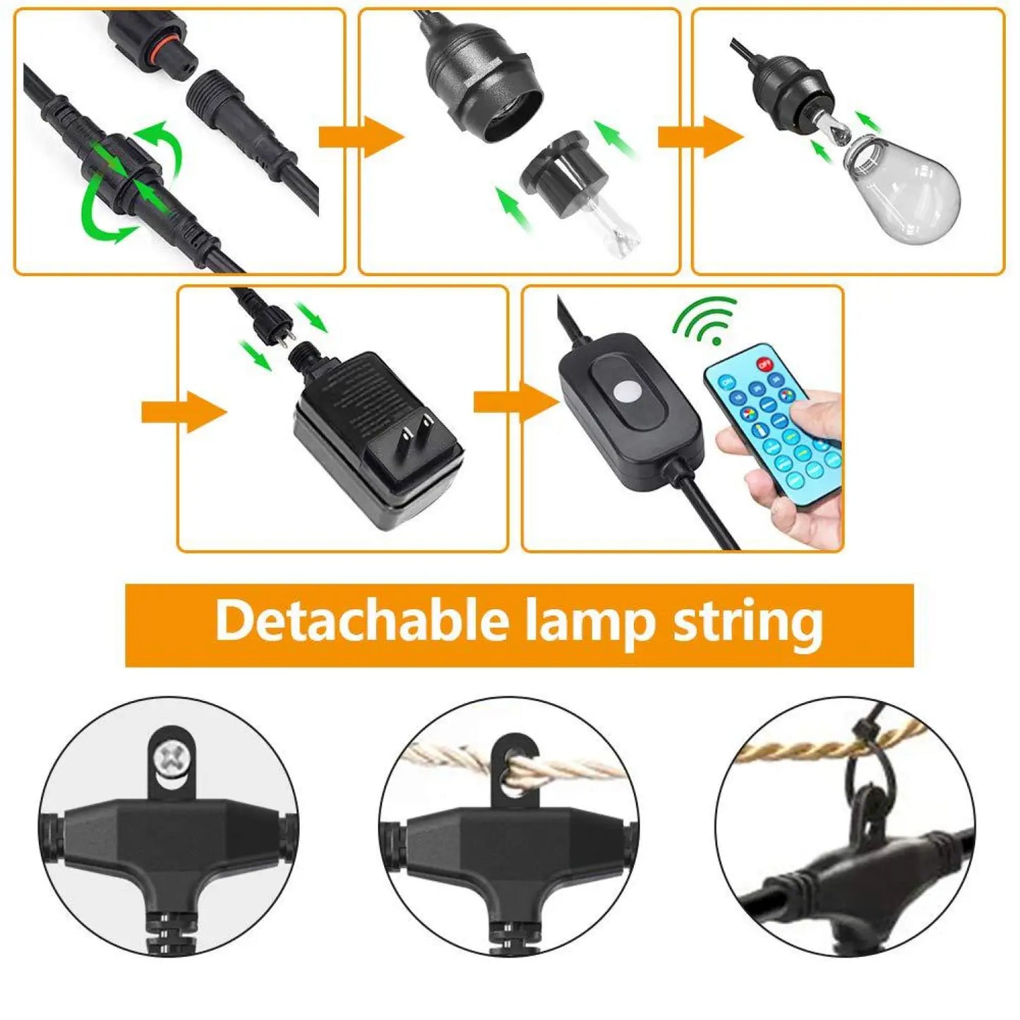 Decorative LED Strip Light for Outdoor with Colorful RGBW S14 Bulbs - Strip Light - Strip and Rope Light