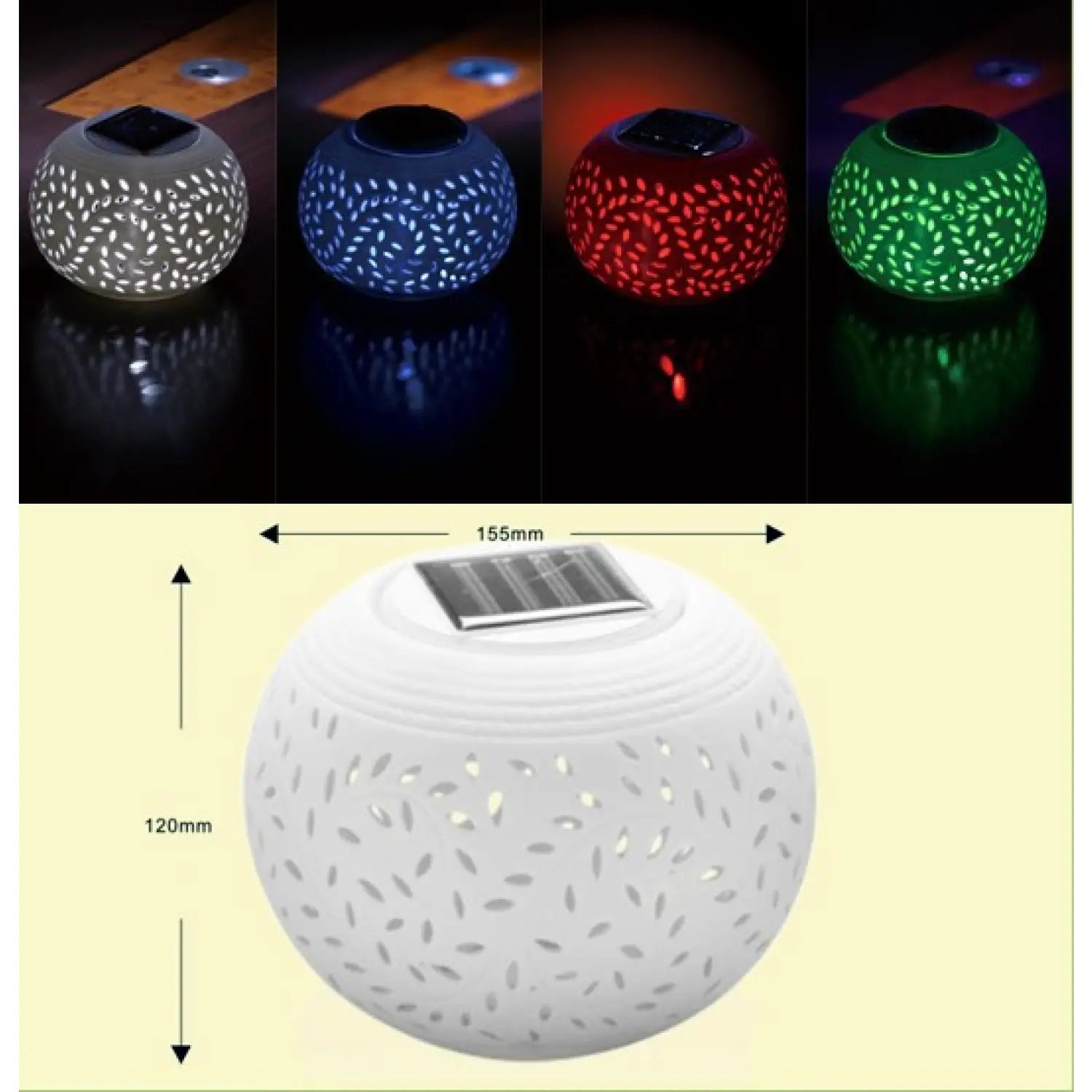 Decorative Solar Lamp | Ceramic Outdoor LED Lighting for Gardens & Patios - Colorchanging LEDWhite LED - Solar Light