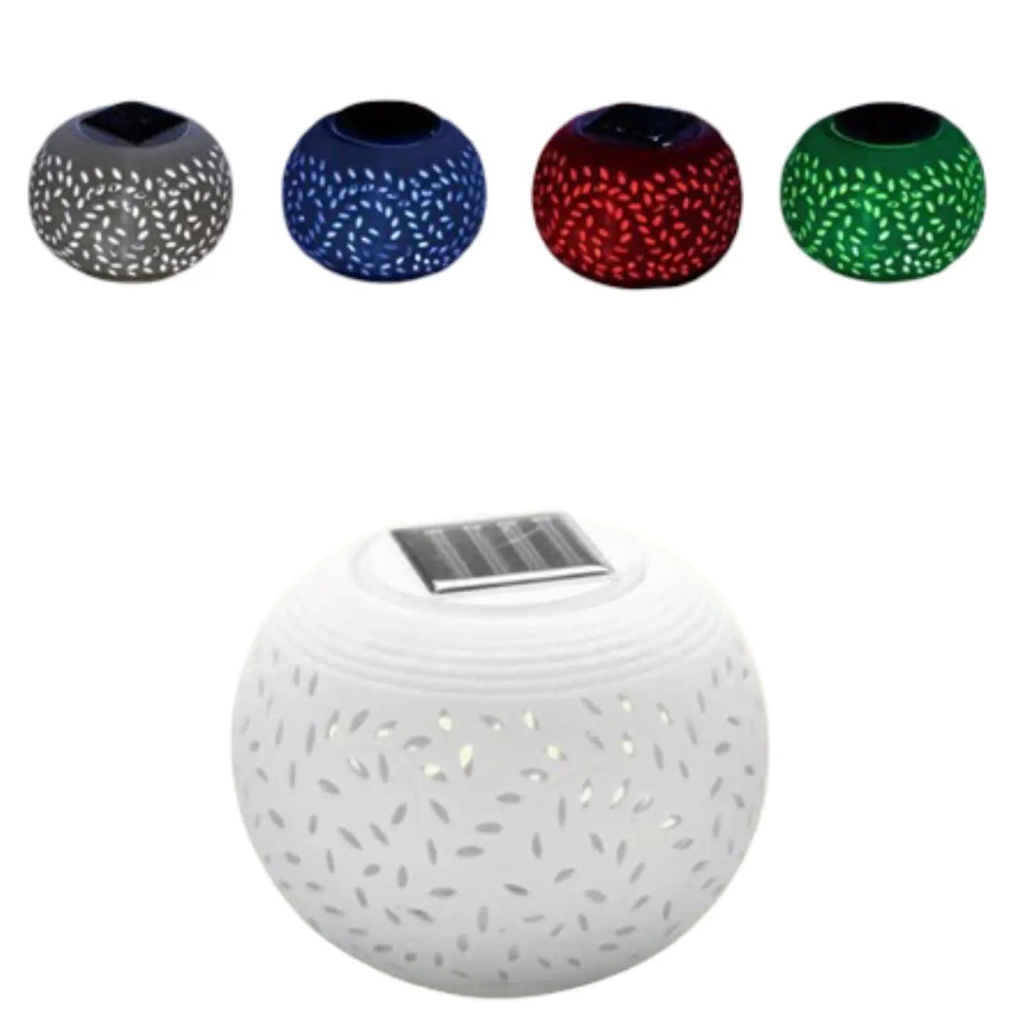 Decorative Solar Lamp | Ceramic Outdoor LED Lighting for Gardens & Patios - Colorchanging LEDWhite LED - Solar Light
