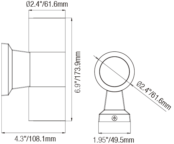 Die Cast Brass Up Down Cylinder Wall Sconce with IP65 Rating - Wall Lights