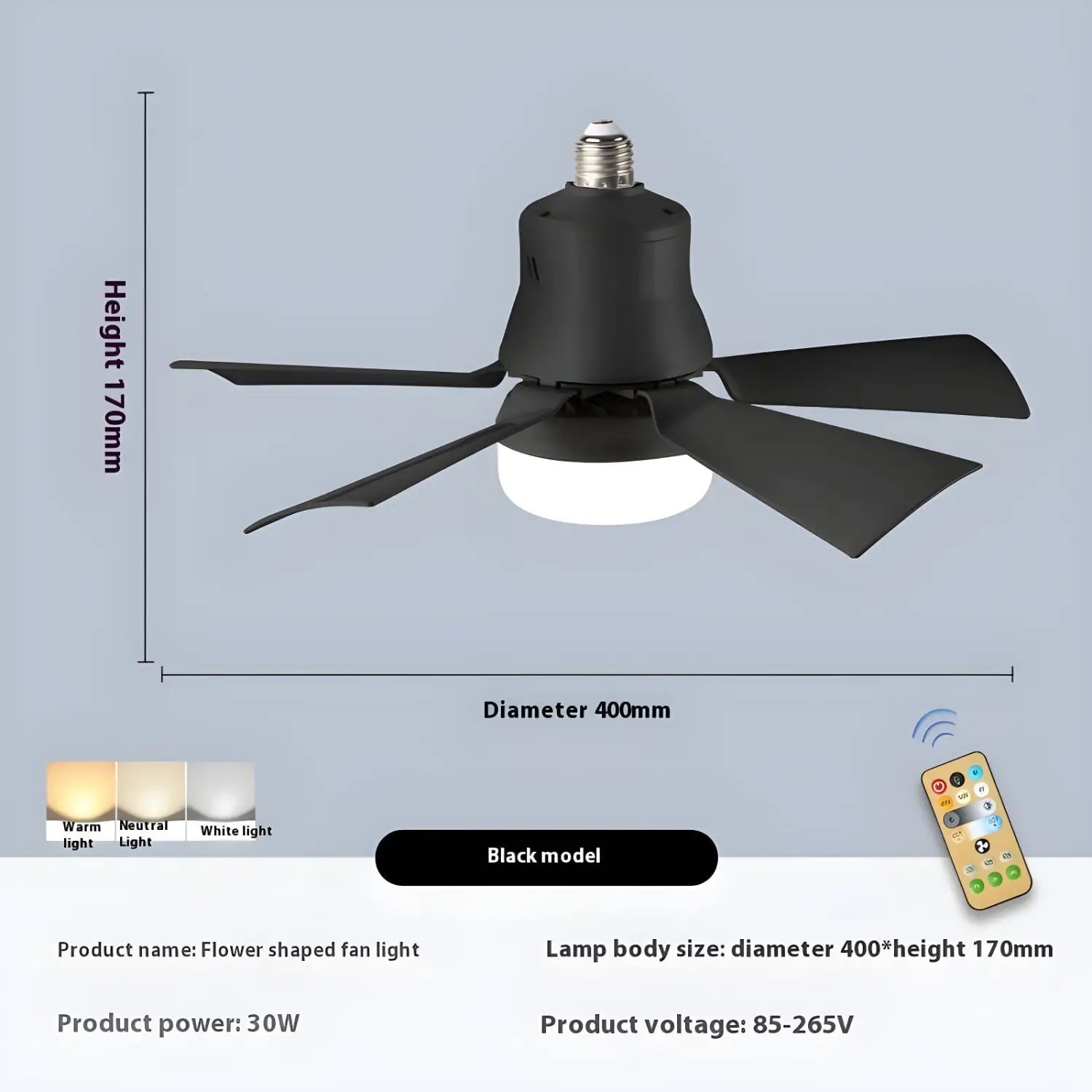 Dimmable Remote Control Ceiling Fan Light for Home & Dormitory - Ceiling Fan