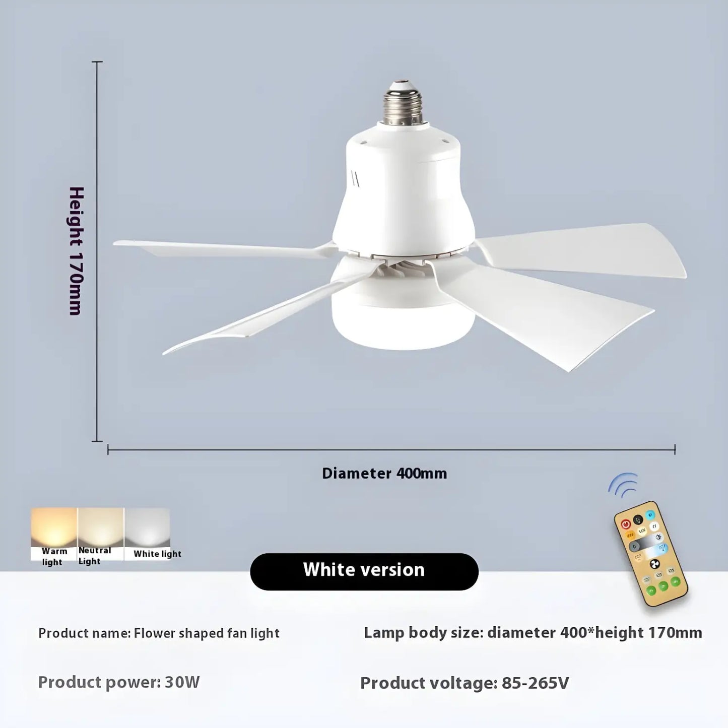 Dimmable Remote Control Ceiling Fan Light for Home & Dormitory - Ceiling Fan