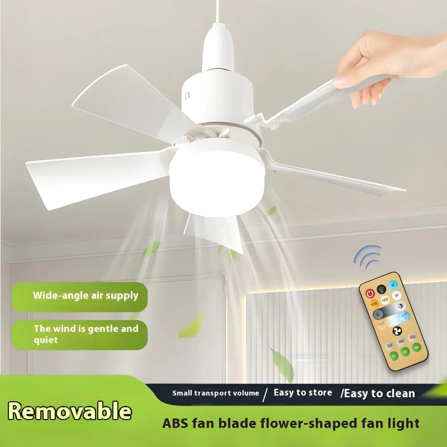 Dimmable Remote Control Ceiling Fan Light for Home & Dormitory - Ceiling Fan