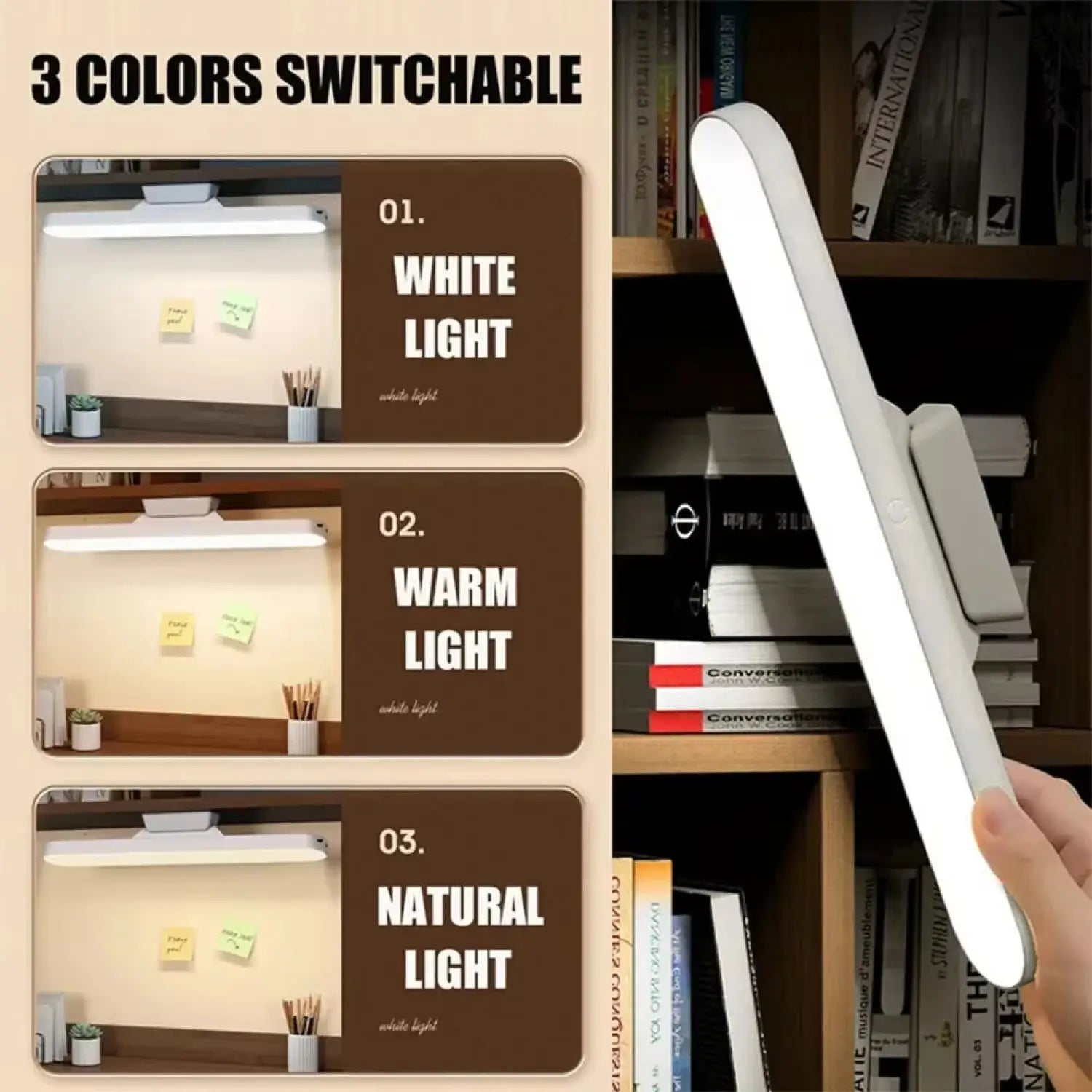 Dimmable Touch Wall Reading Light – Magnetic Wireless & Portable - White - 12V Hanging Light