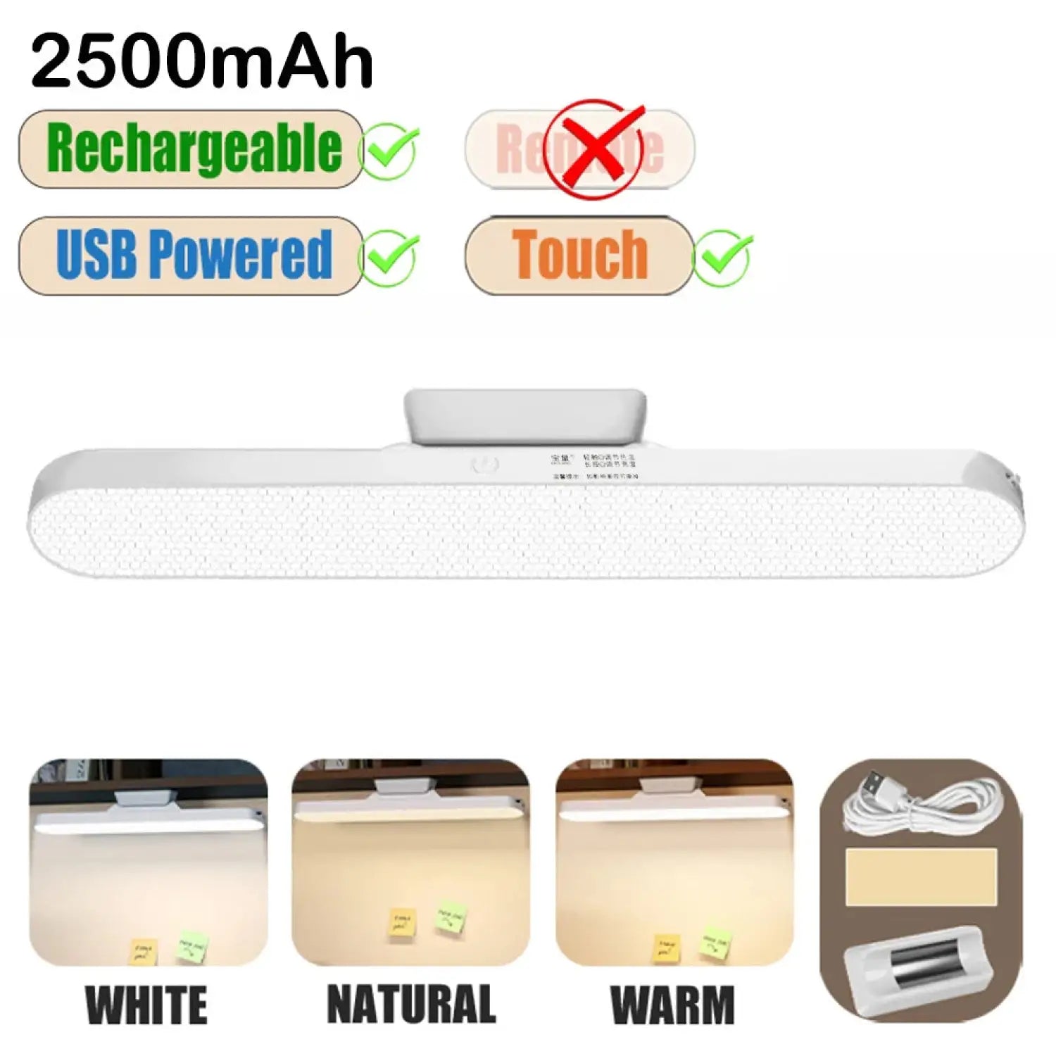 Dimmable Touch Wall Reading Light – Magnetic Wireless & Portable - White - 12V Hanging Light