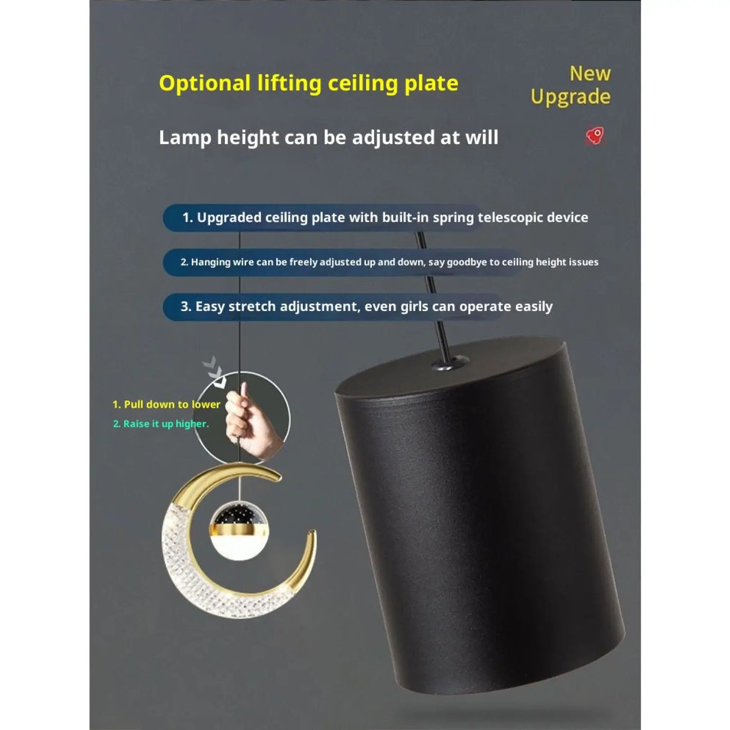 Drop Ceiling Lamp with Dimmable Feature for Living Room & Dining Room - Indoor Hanging Light