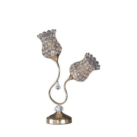 Dual Flower Design Table Lamp for Reading and Home Style - Rose Gold - Table Lamp