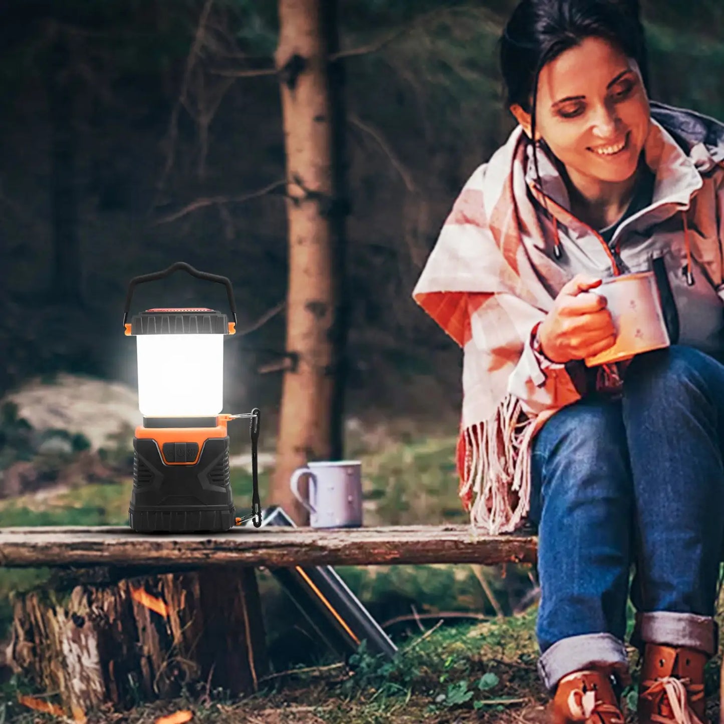 VEVOR LED Camping Lantern Battery Powered All-in-one For Exceptional Experience - Black - 12V Hanging Light