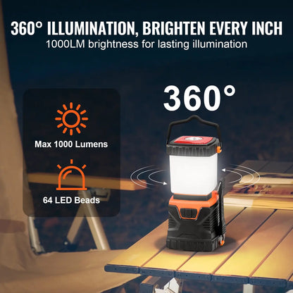 VEVOR LED Camping Lantern Battery Powered All-in-one For Exceptional Experience - Black - 12V Hanging Light