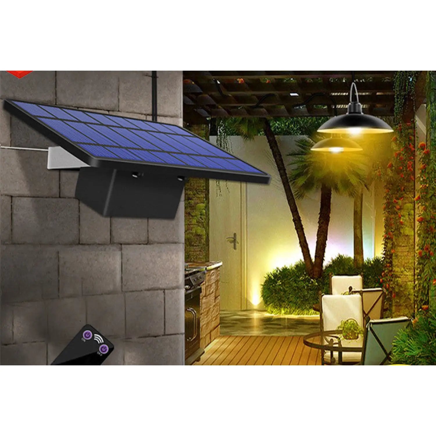 One Solar panel for one or two outdoor garden lights 12V Hanging Light