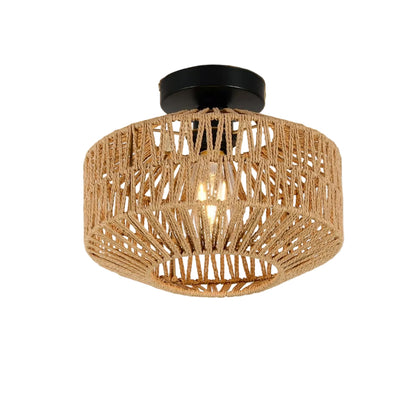 Bohemian Rattan Ceiling Mount Light Fixtures