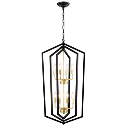 8 Light Farmhouse Hanging Lights Living Room Chandelier with Lantern Frame