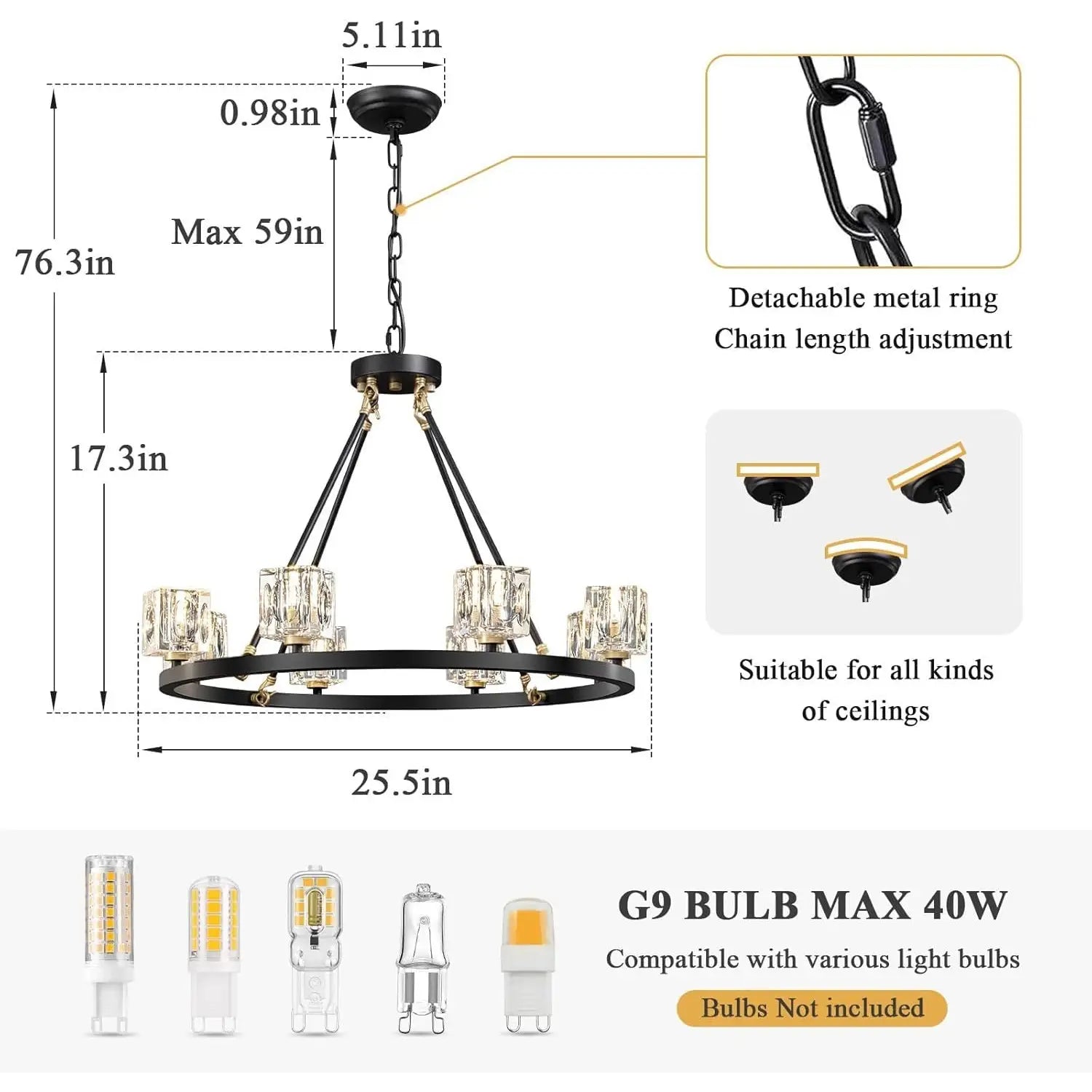 Elegant Adjustable Height Wagon Wheel Chandelier for Modern Homes - Black - 12V Hanging Light