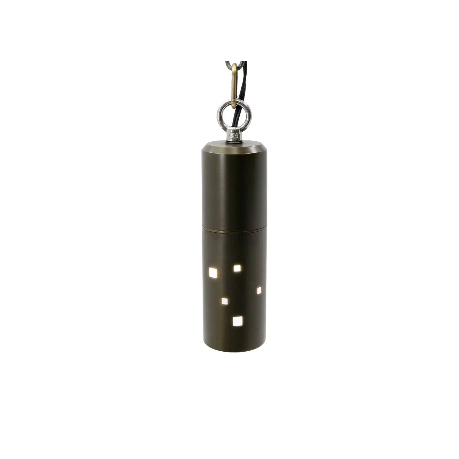 Elegant Brass Hanging Light with a Hollow Square Die Cast Brass Pendant - Hanging Light