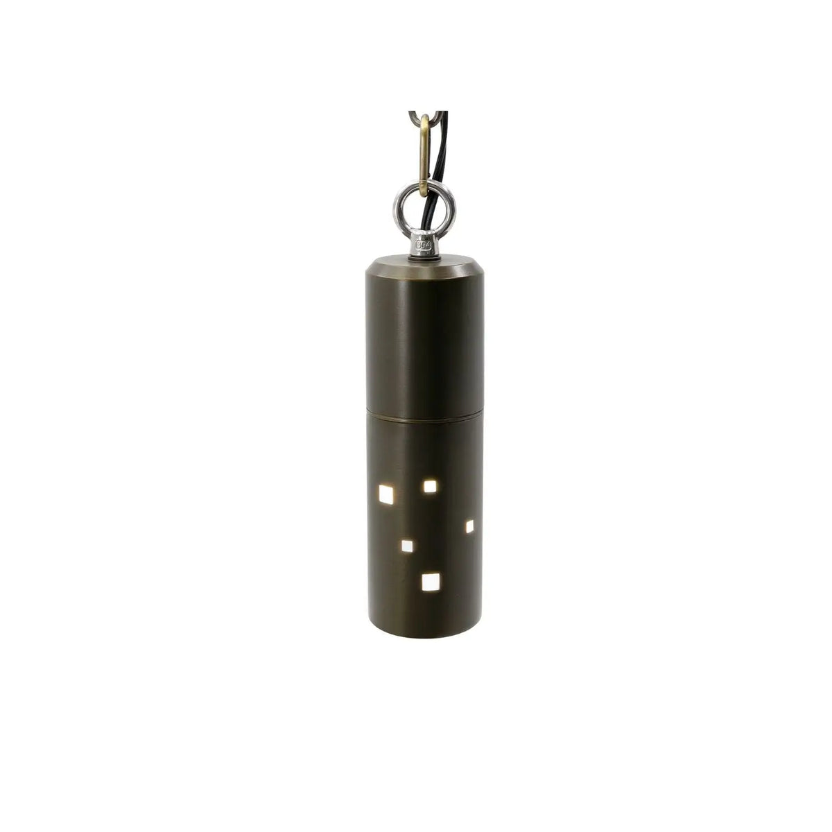Elegant Brass Hanging Light with a Hollow Square Die Cast Brass Pendant - Hanging Light