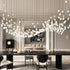 Nordic Minimalist Ceramic Magnolia Dining Room Bedroom Bedside Staircase Petal Chandelier - Tri color dimming / Ceramic