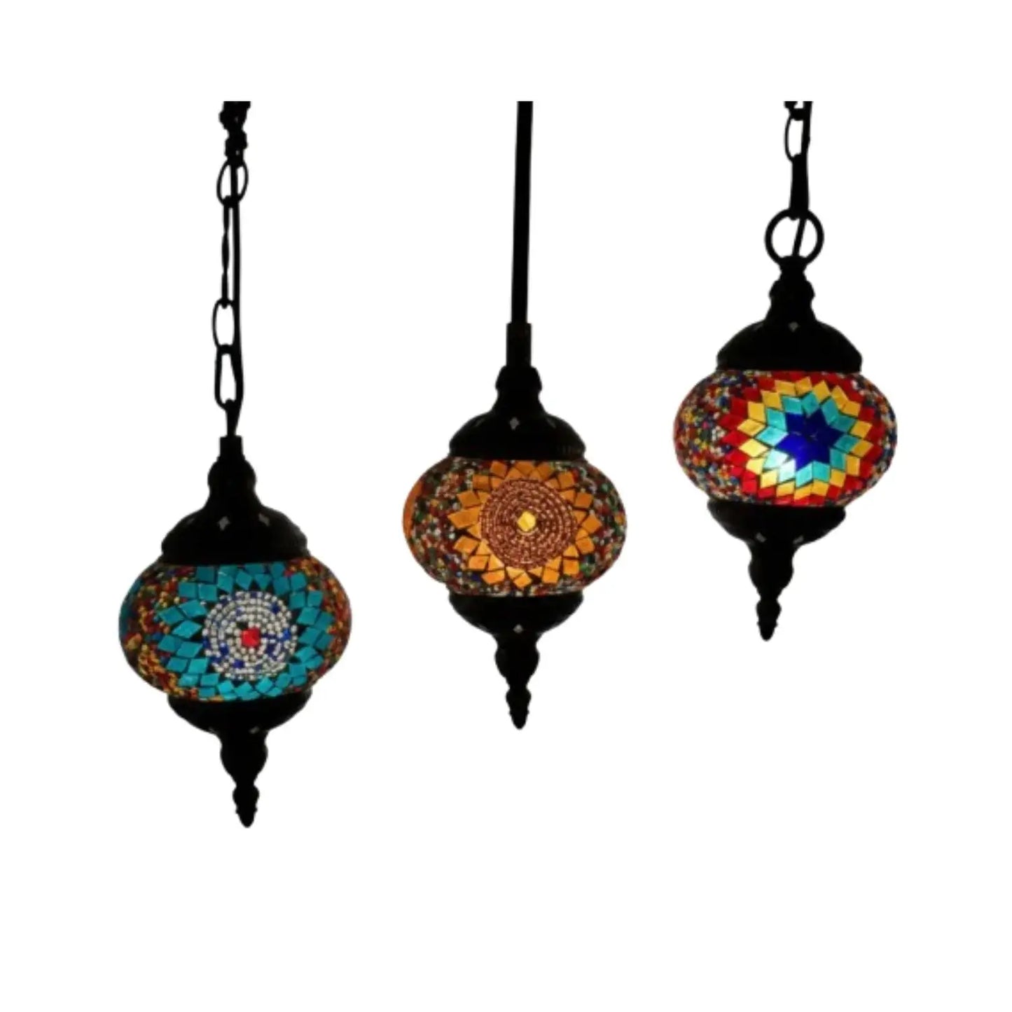 Elegant Single-Head Turkish Chandelier with Colorful Glass Shade - Indoor Hanging Light