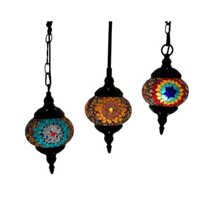 Elegant Single-Head Turkish Chandelier with Colorful Glass Shade - Indoor Hanging Light