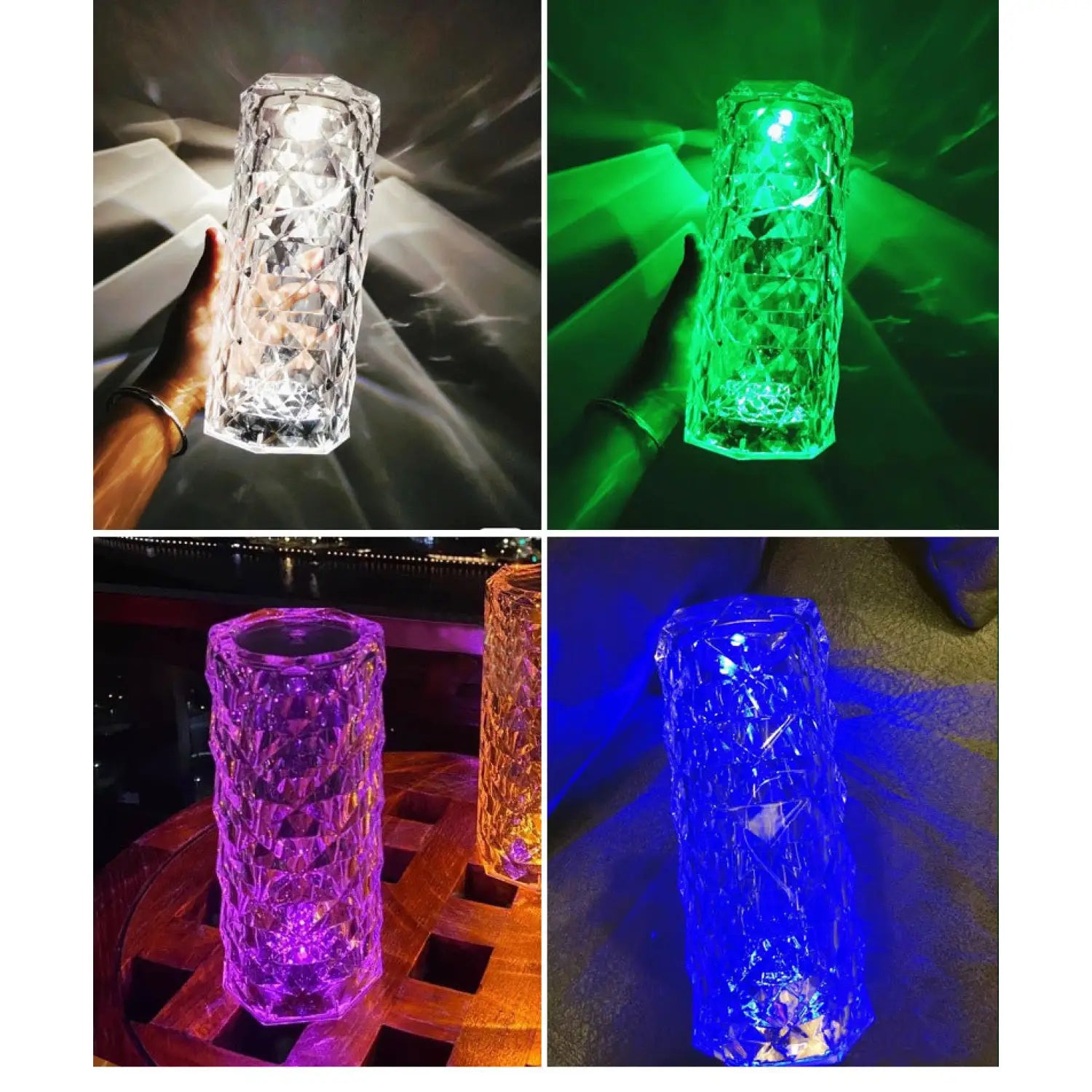 Elegant USB Table Lamp with 16-Color Crystal Lighting - White / 3colors / USB - 12V Hanging Light