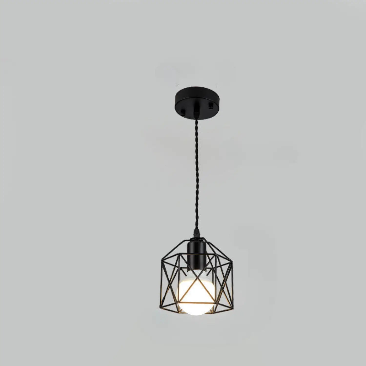 Elegant Wrought Iron Lanterns - Hanging Light For Living Room - Black / Trichromatic light - Hanging Light