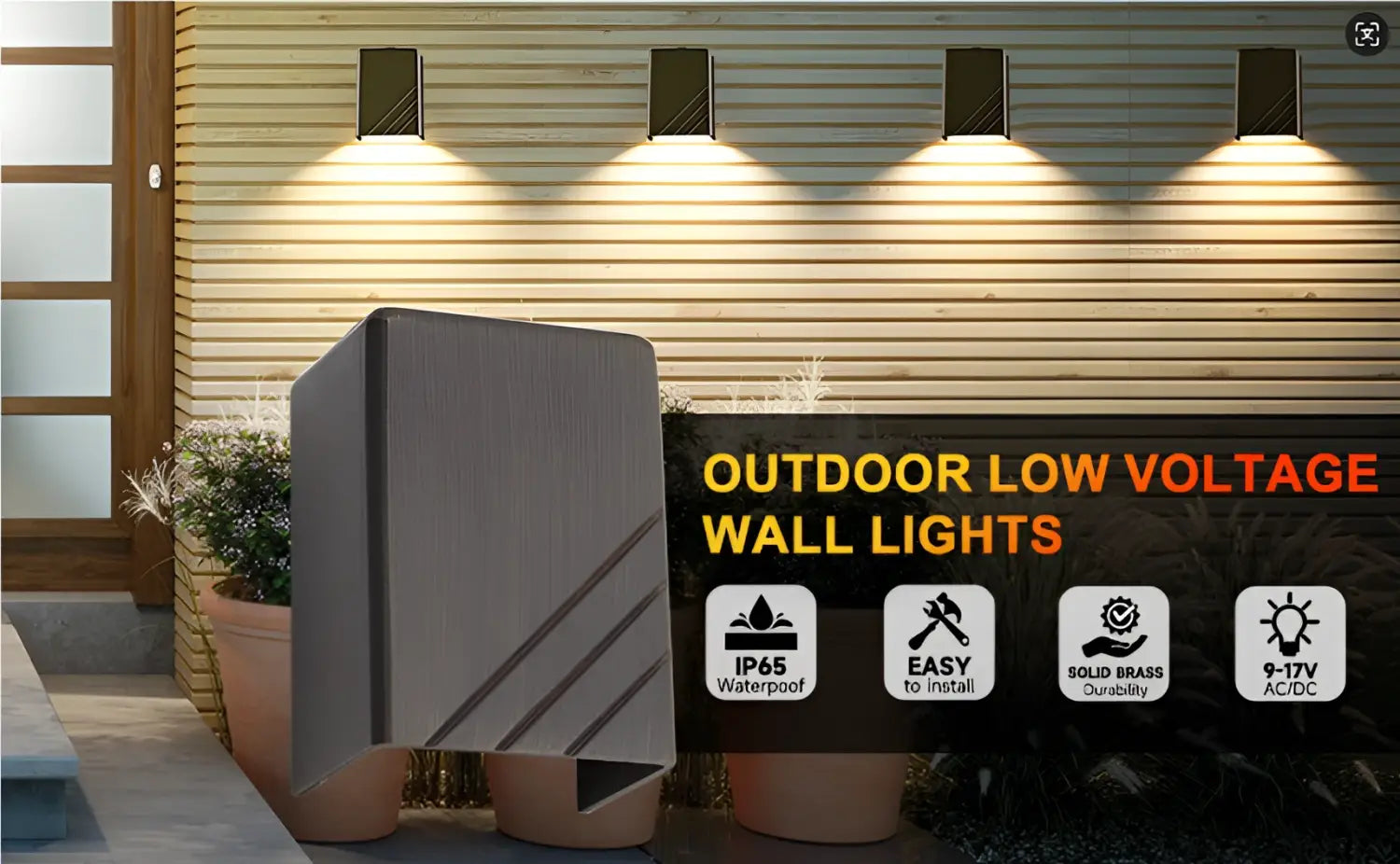 Fence Light Outdoor with Die Cast Brass and AB Finish - 2700K Light Bronze - Light Fixture