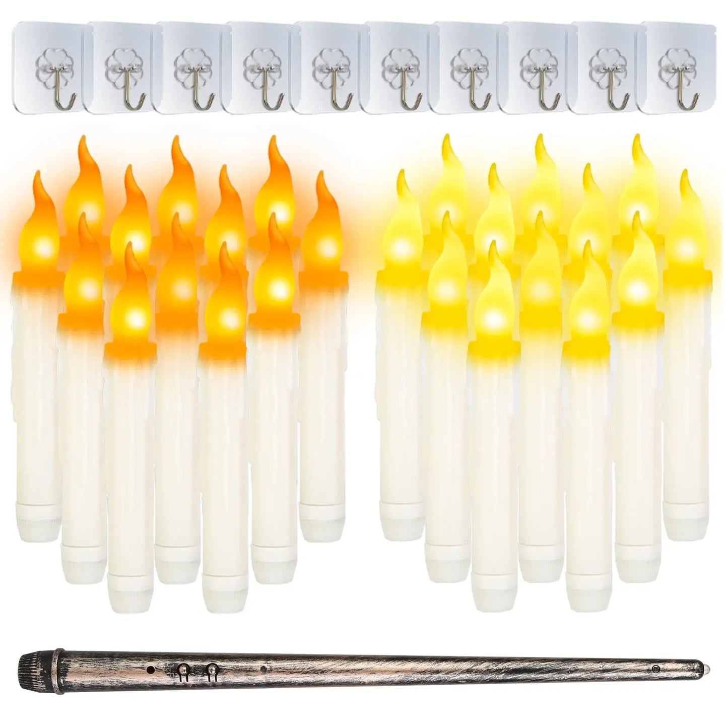 Flameless Floating Candles with Magic Wand Remote – LED Hanging Candle Set - Decorative Lights