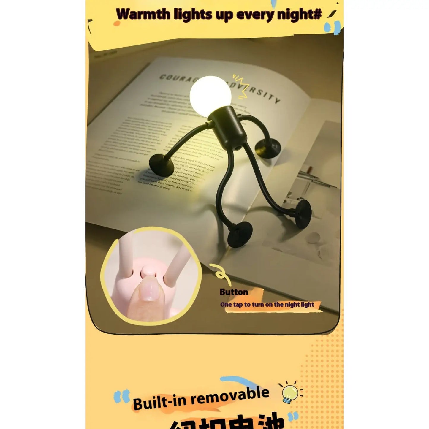 Flexible Sportsman LED Night Light with Suction Cup - Table Lamp