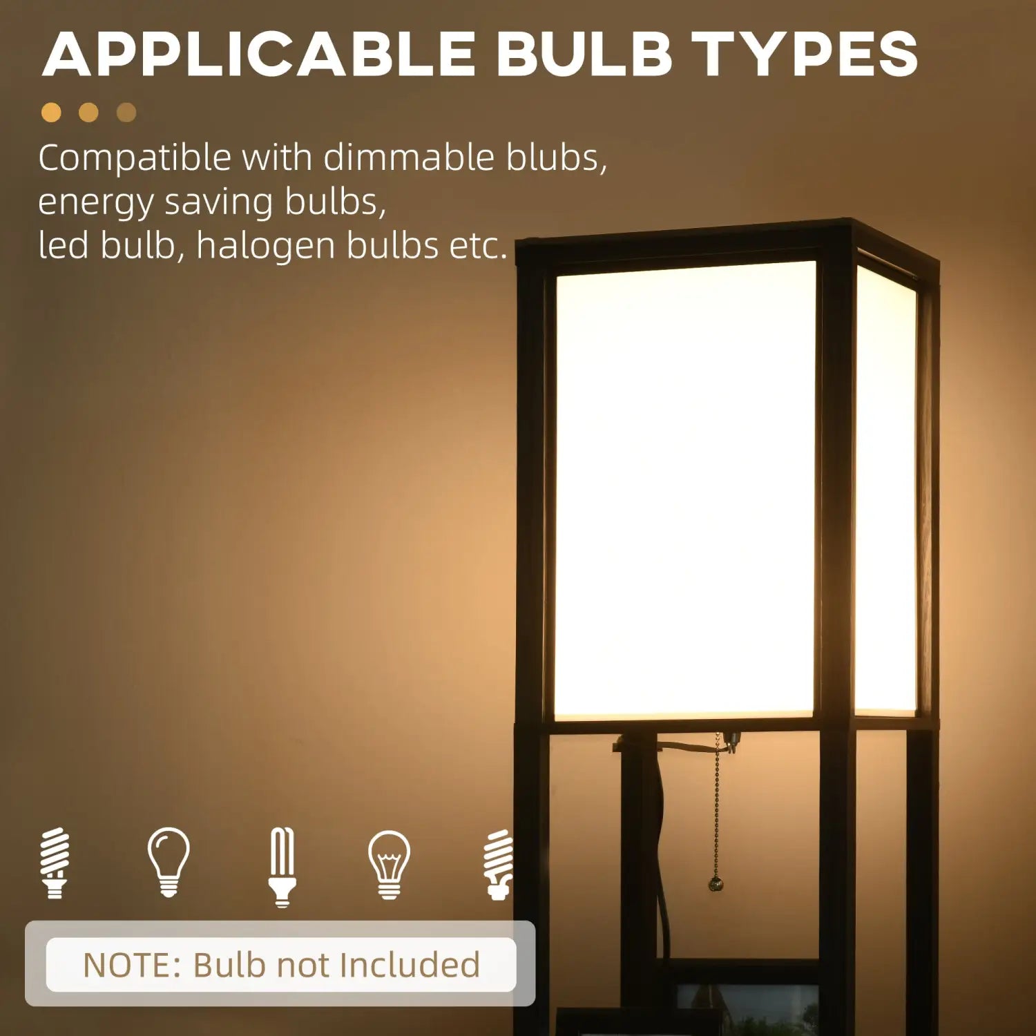 Floor Lamp with Shelves – Modern Standing Lamp - Black / 300x190x420 mm - Floor Lamp