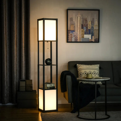 Floor Lamp with Shelves – Modern Standing Lamp - Black / 300x190x420 mm - Floor Lamp