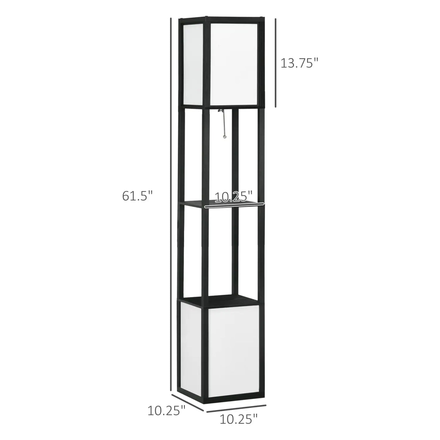 Floor Lamp with Shelves – Modern Standing Lamp - Black / 300x190x420 mm - Floor Lamp