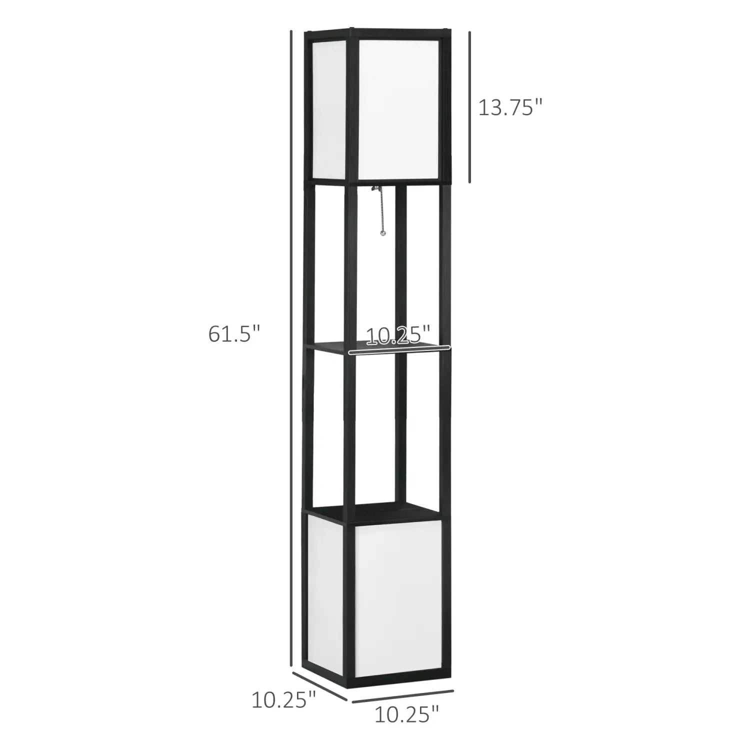 Floor Lamp with Shelves – Modern Standing Lamp - Black / 300x190x420 mm - Floor Lamp